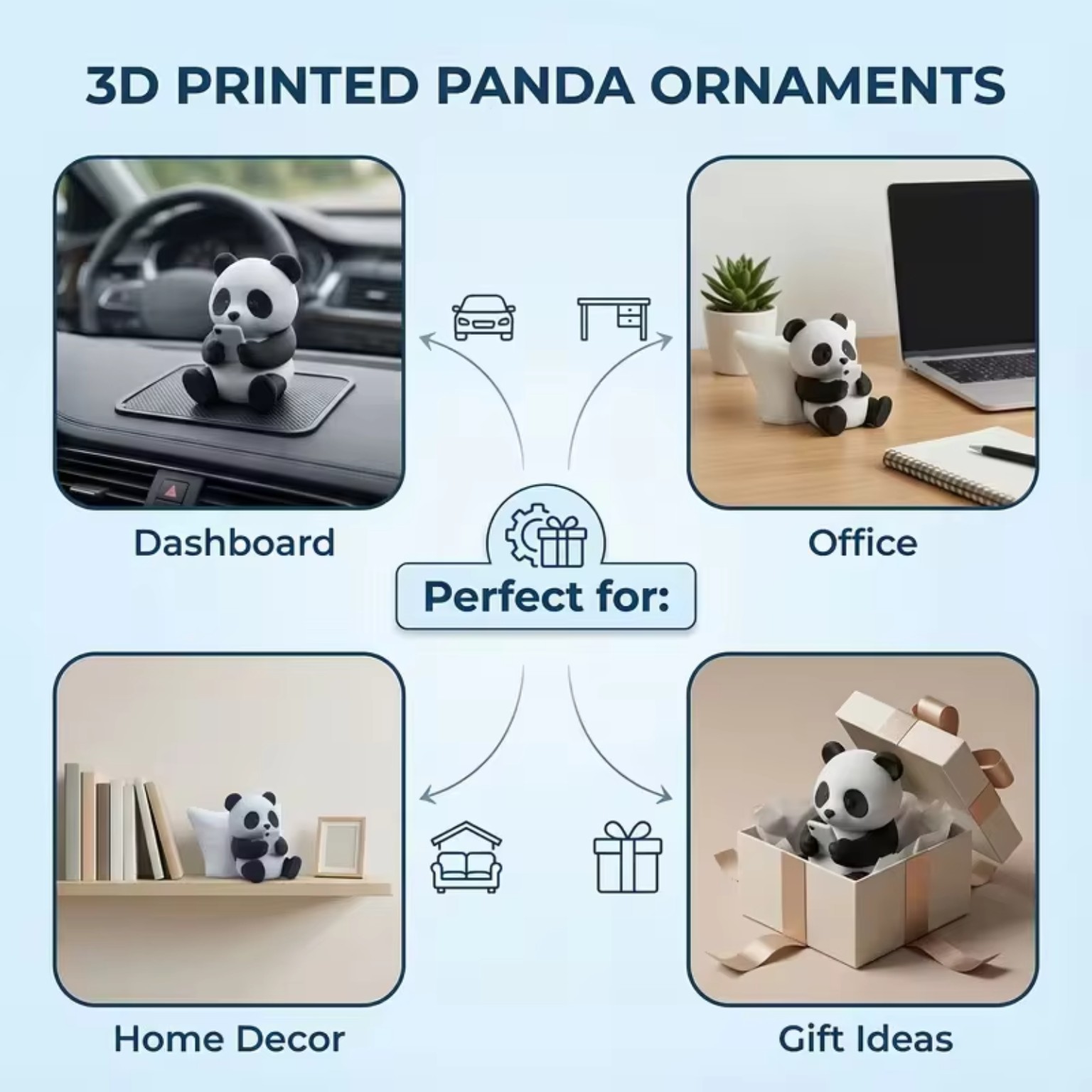Panda ornament use ideas infographic