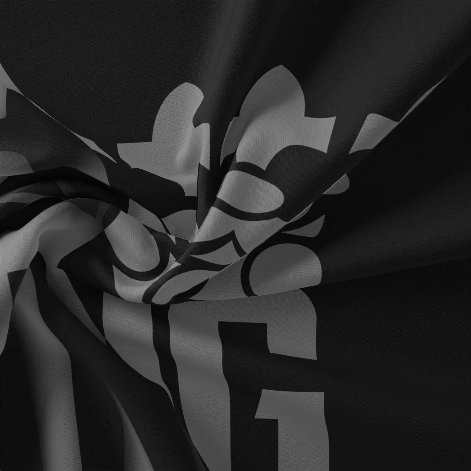 Close-up of the black and gray duvet pattern