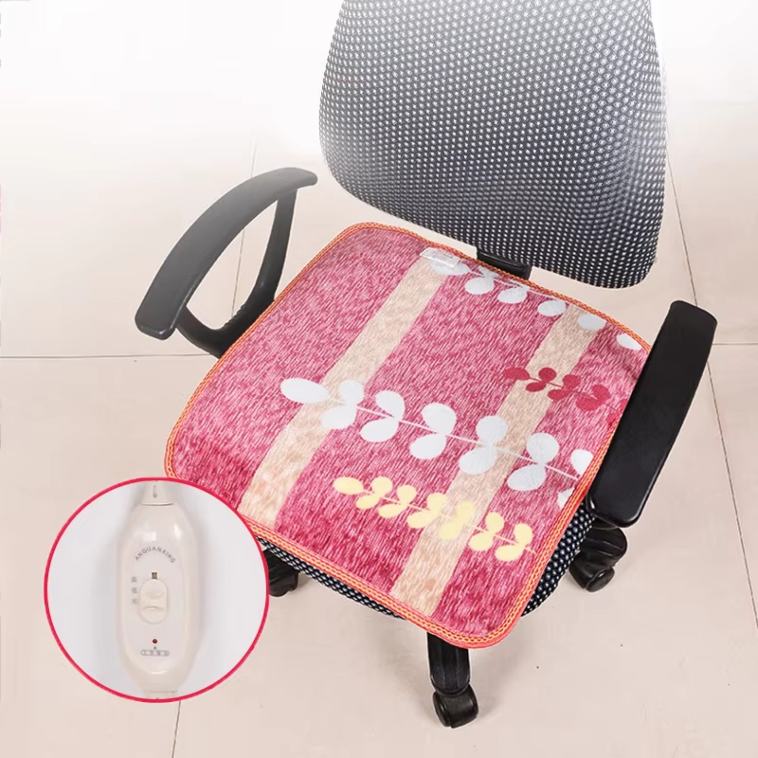 Electric heating pad on an office chair