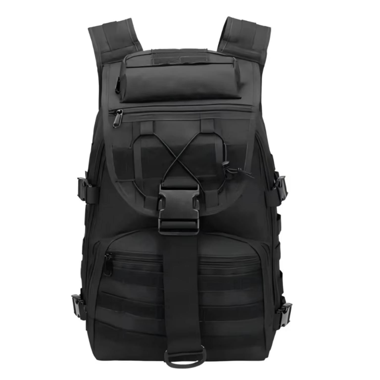 Black tactical backpack front view