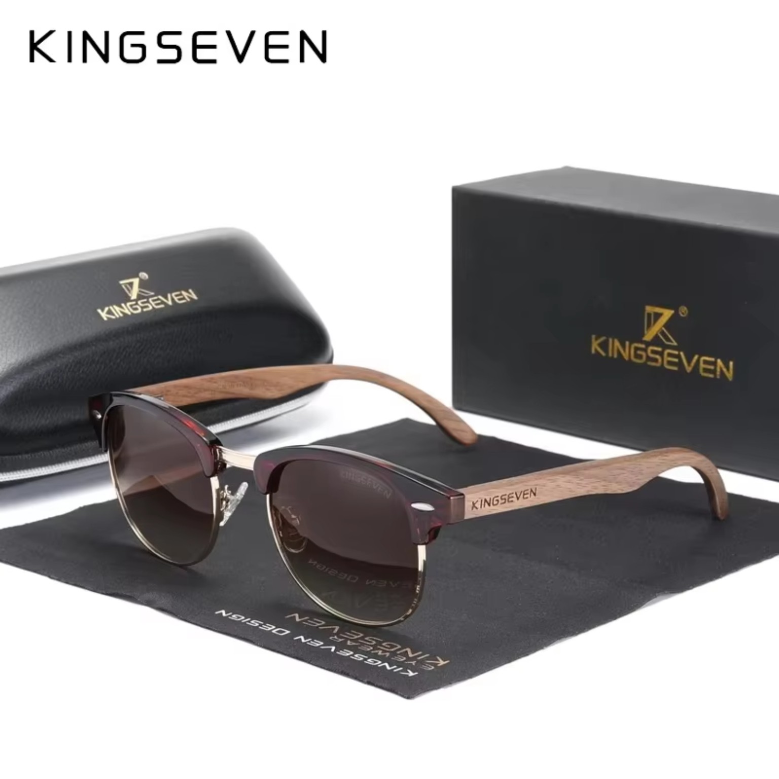 KINGSEVEN walnut wood sunglasses with polarized UV400 lens