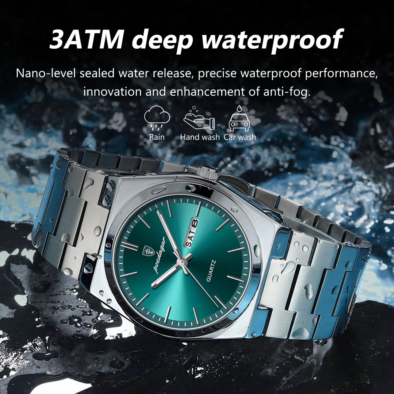 POEDAGAR 3ATM waterproof watch feature image