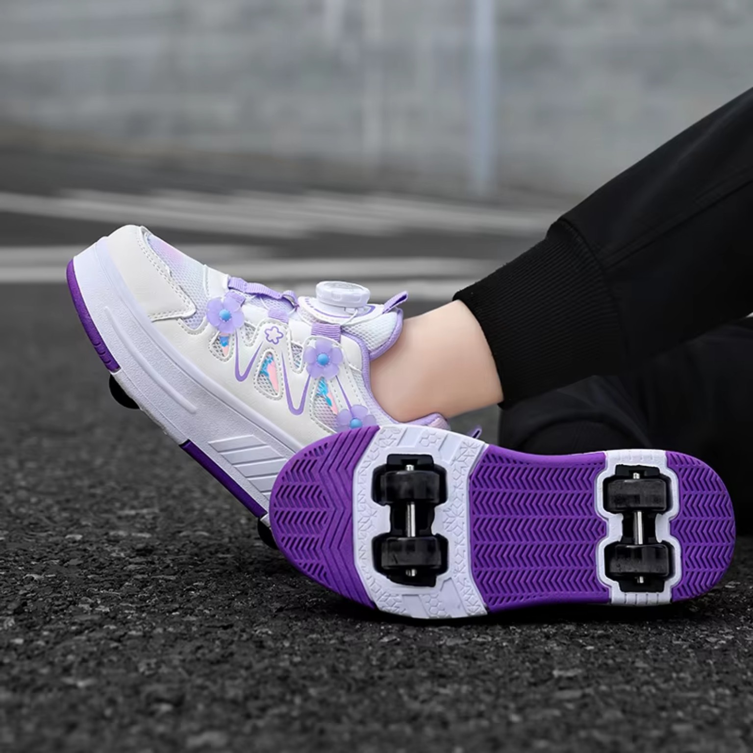Roller skate shoes purple wheels