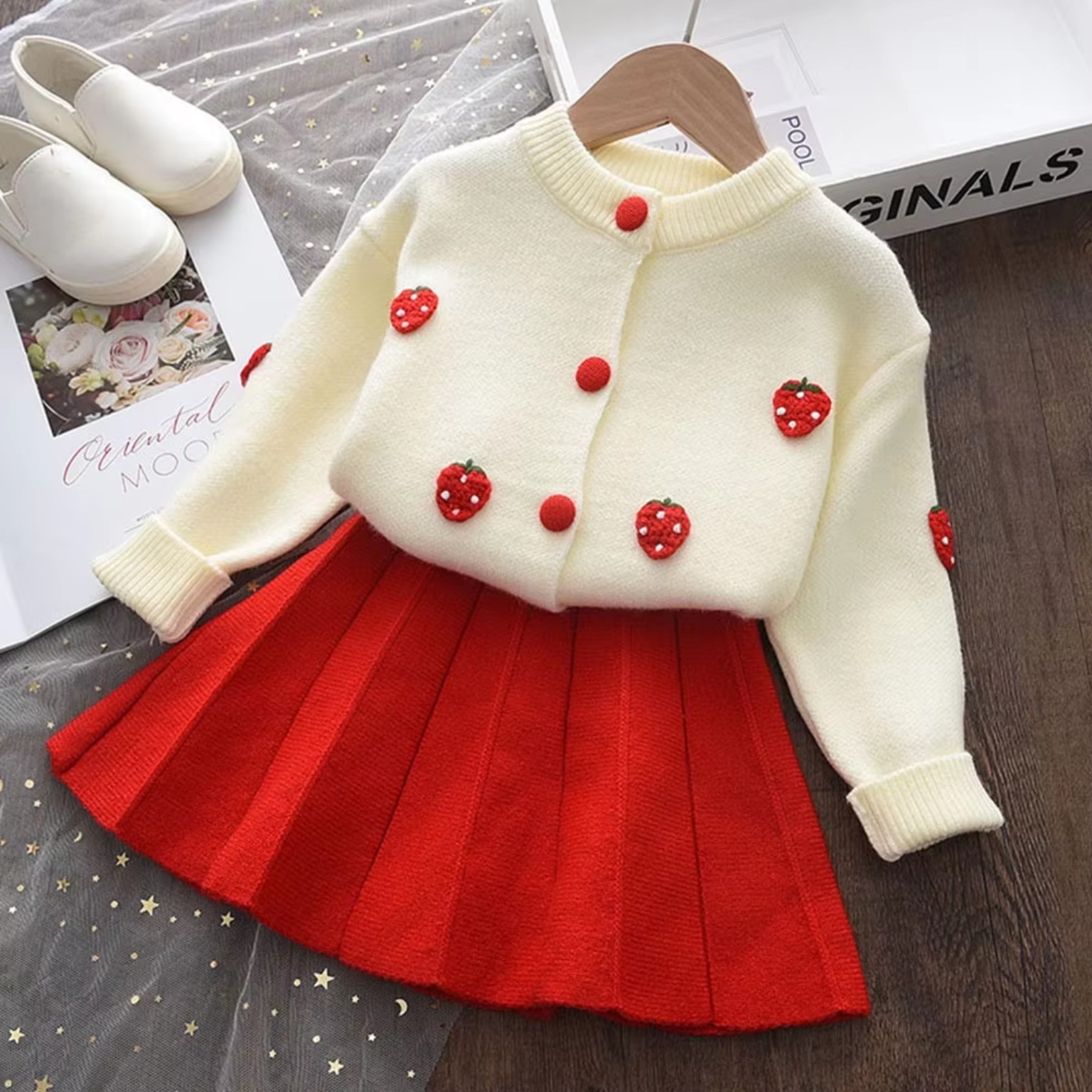 Bear Leader knitted girls clothing set back view purple